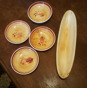 RARE VINTAGE 5 Piece Set Kitchen Wear The Main Ingredients Porcelain